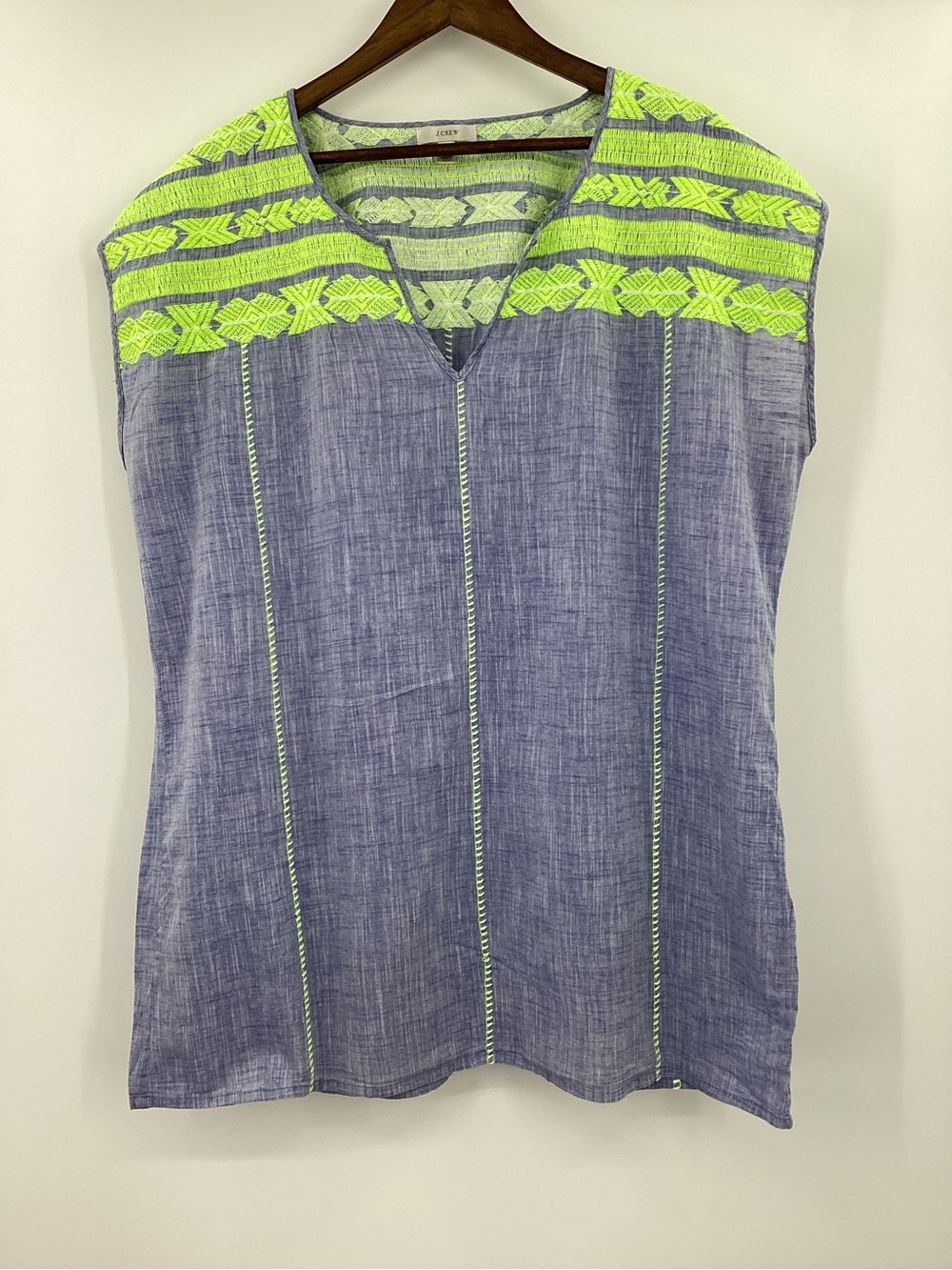Embroidered Chambray Beach Tunic